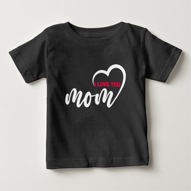Cute Design Text I Kärlek Mamma med hjärta T Shirt (Framsida)