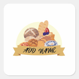 Cute dessert Bread baking bakery, eget namn Fyrkantigt Klistermärke
