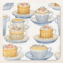 Cute dessert och kaffekonst underlägg papper kvadrat