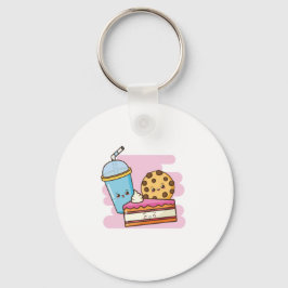 Cute Dessert Trio - Kaka, cookie och Drink Nyckelring