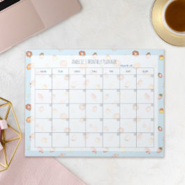 Cute Desserts Mönster Blue Monthly Planner Namn Anteckningsblock