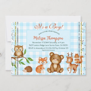 Cute Det är en Boy Woodland Animals Forest Friends Inbjudningar