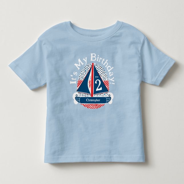 Cute Det är min födelsedag Nautical Sailboat T Shirt (Framsida)