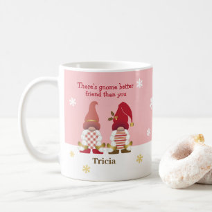 Cute Det finns Gnome Better Friend Rosa Guld Red Kaffemugg