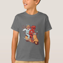 Cute Devil and Angel on a Scooter T Shirt