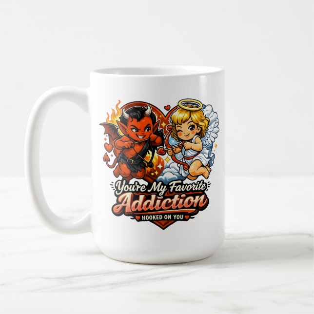 Cute Devil & Angel Valentine Day Love Design Kaffemugg (Vänster)