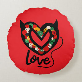 Cute Devilish Kärlek Pillow Round Pillow Pillow Rund Kudde