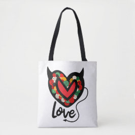 Cute Devilish Kärlek Tote Bag Tygkasse