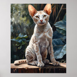 Cute Devon Rex Cat Art Print Poster