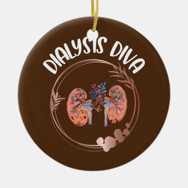 Cute Dialys Nurse Kidney Art Transplant Tech Julgransprydnad Keramik (Framsidan)