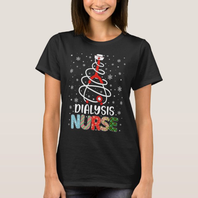 Cute Dialysis Nurse Julafton Träd God jul Nurs T Shirt (Framsida)
