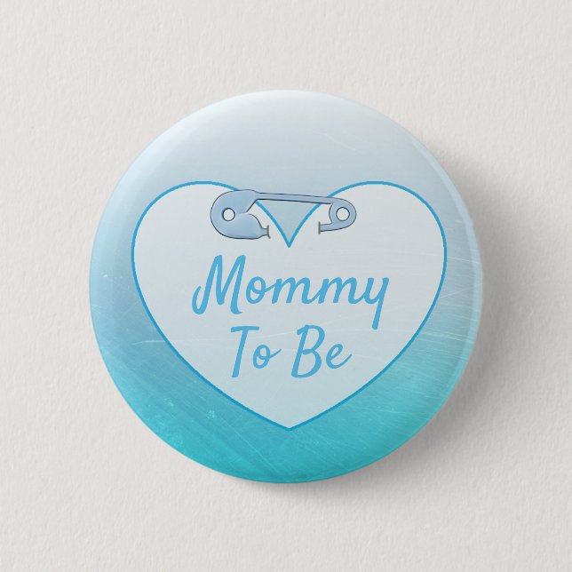 Cute Diaper Pin Heart Blue Mamma ska vara Knapp (Framsida)