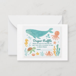 "Cute Diaper Raffle Biljett   Baby Shower Invati Anteckningskort
