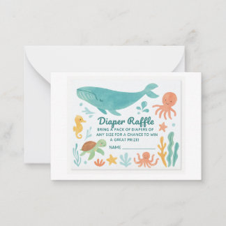 "Cute Diaper Raffle Biljett | Baby Shower Invati Anteckningskort
