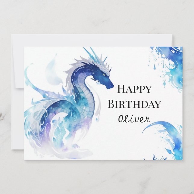 Cute Digital Dragon Birthday Kort (Framsida)