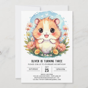 Cute Digital Hamster Birthday Inbjudningar