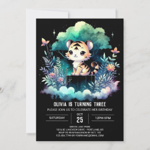 Cute Digital Tiger Birthday Inbjudningar