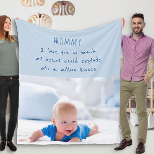 Cute Dikt för Mamma - Blue Baby Photo Fleecefilt