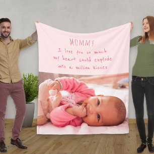 Cute Dikt för Mamma - Rosa Baby Photo Fleecefilt