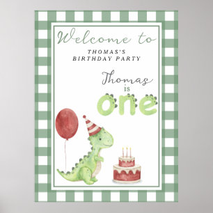 Cute Dino 1:a födelsedagen Party Poster