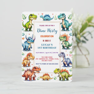 Cute DIno Baby Dinosaurs 1:a födelsedag party Spar Spara Datumet