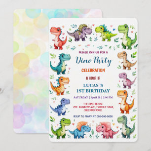 Cute DIno Baby Dinosaurs 1:a födelsedag party Spar Spara Datumet