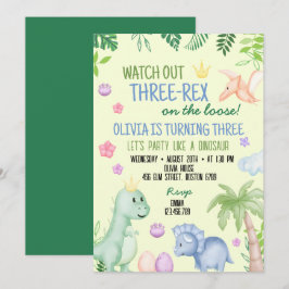 Cute Dino Boy Födelsedagsfest Inbjudningar