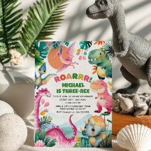 Cute Dino Dinosaur Gräver Fossil Kids 3:e födelsed
