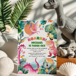 Cute Dino Dinosaur Gräver Fossil Kids 3:e födelsed Inbjudningar