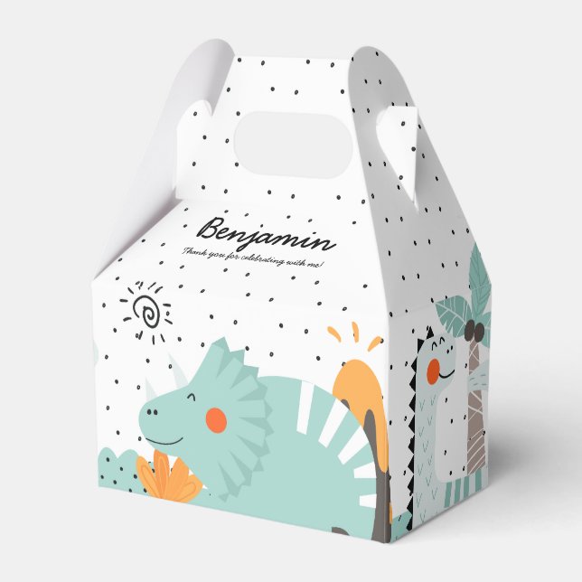 Cute Dino Dinosaurs Födelsedagsfest Presentaskar (Framsidan Sidan)