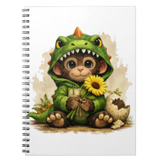 Cute Dino Monkey Notebook – Kawaii Animal Anteckningsbok