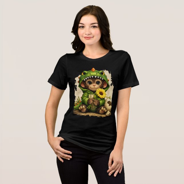 Cute Dino Monkey T-Shirt – Adorable Animal Gift (Framsida Full)