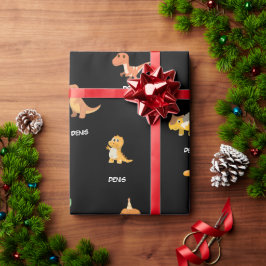 Cute Dino Namn på Black Presentpapper