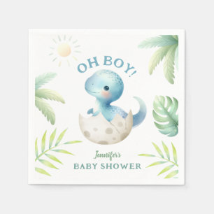 Cute Dino Oh Boy Dinosaur Baby Shower Pappersservett