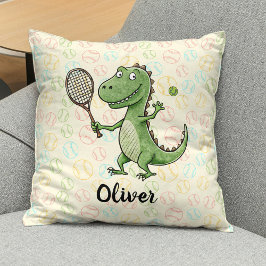 Cute Dino Pay Tennis Personlig Kudde