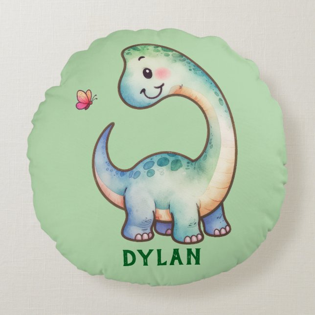 Cute Dino-Personlig Rund Kudde (Framsidan)