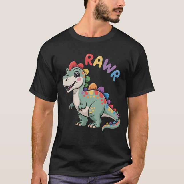 Cute Dino Rawr Dinosaur Roaring Funny Kid Dino-bil T Shirt (Framsida)