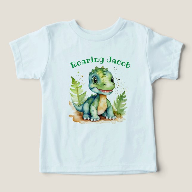 Cute Dino Småbarn Tee med Namn - redigerbart (Design Framsida)