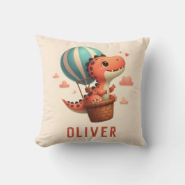 Cute Dino som flyger i en Luftballong Kudde