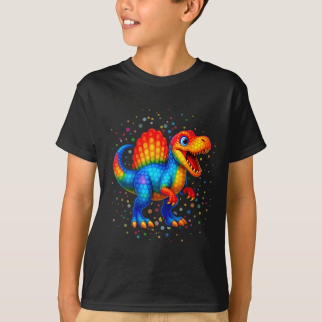 Cute Dino Spinosaurus Polka Dot Art Student Dot Da T Shirt (Framsida)