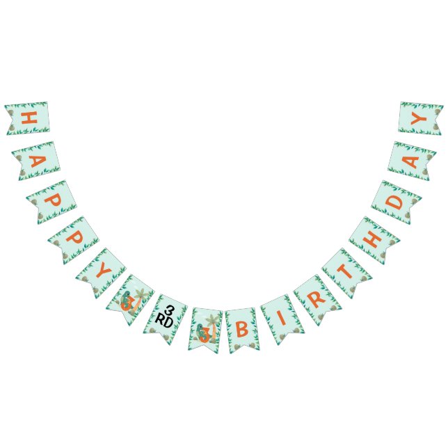 Cute Dino Thated Barn Födelsedagsfest Vimplar (Alla)