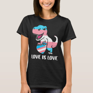 Cute Dino Trex Rainbow Heart Lgbt Transgender Prid T Shirt