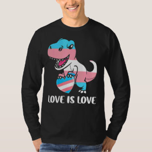 Cute Dino Trex Rainbow Heart Lgbt Transgender Prid T Shirt