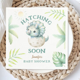 Cute Dino Triceratops Dinosaur Boy Shower Pappersservett