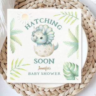 Cute Dino Triceratops Dinosaur Boy Shower Pappersservett