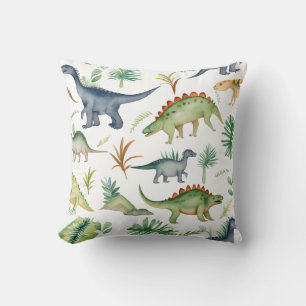 Cute Dino Watercolor Grönt Mönster Kids Kudde