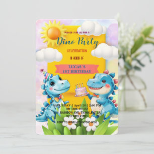 Cute DIno wildblommdinosaurs 1:a födelsedagen part Spara Datumet