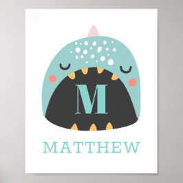 Cute dinosauaur. Blue Dino for Pojke / Nursery Poster