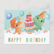 Cute dinosauer, 5:e födelsedagskort