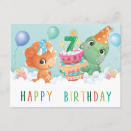 Cute dinosauer 7:e-födelsedagskort vykort
